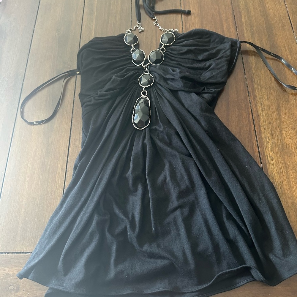 Black Sky top with beautiful black crystals